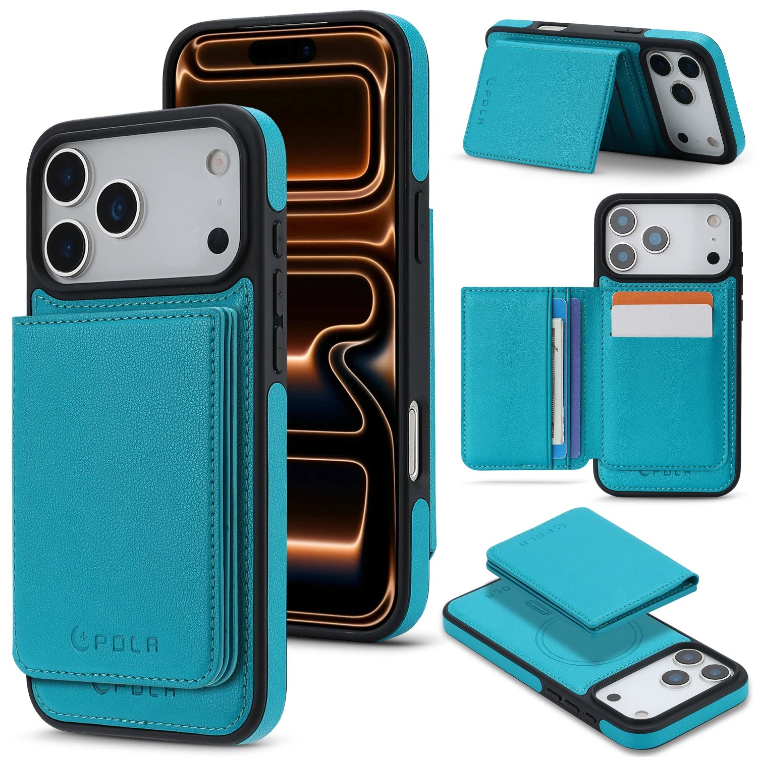 Luxury MagSafe Leather Case with Removable Multi Card Holder for iPhone 17 Series