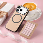 2-in-1 Detachable Fiber Texture MagSafe Leather Case with Card Holder & Suction Cup for iPhone 17 Series