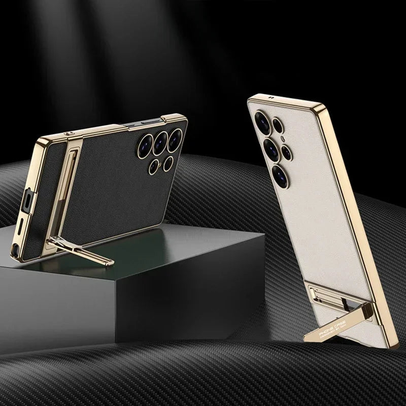 Shockproof Electroplated Leather Case for Samsung Galaxy S25 Ultra