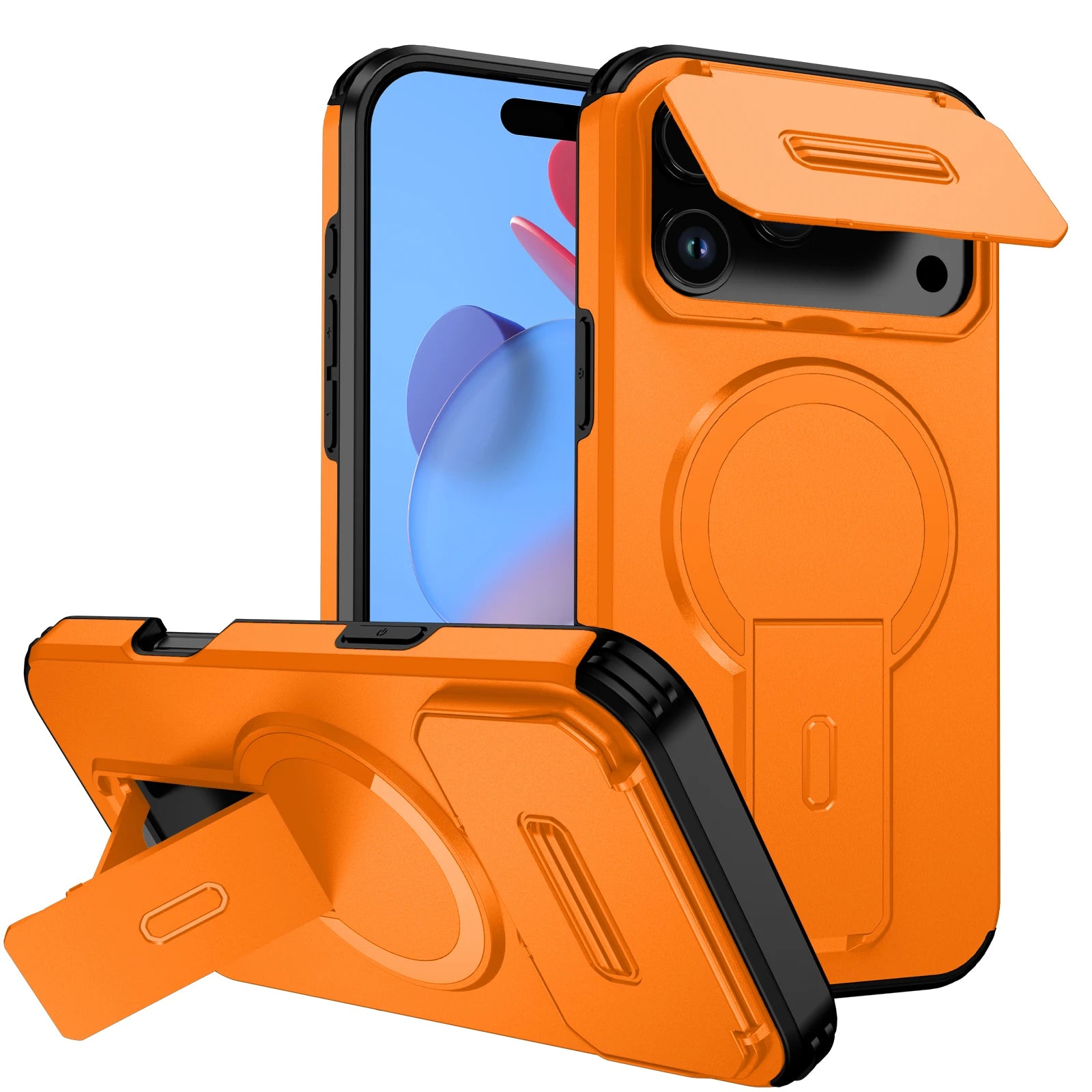 MagSafe-Compatible Shockproof Case with Built-In Kickstand and Camera Shield for iPhone 17 Series