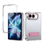 Transparent Kickstand Case with Tempered Glass Screen Protector for iPhone Duo