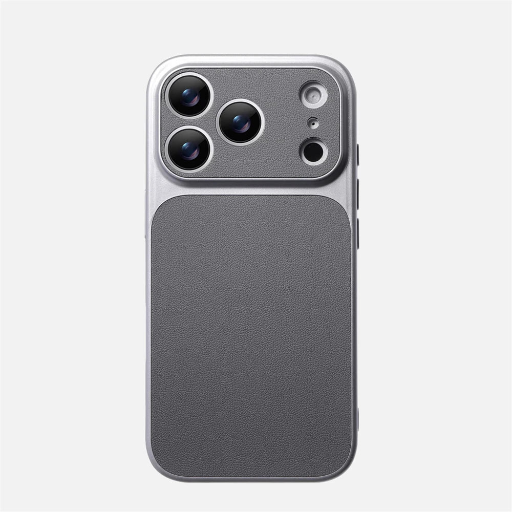 Shockproof Leather Bumper Case with Full Camera Lens Protection for iPhone 17 Series