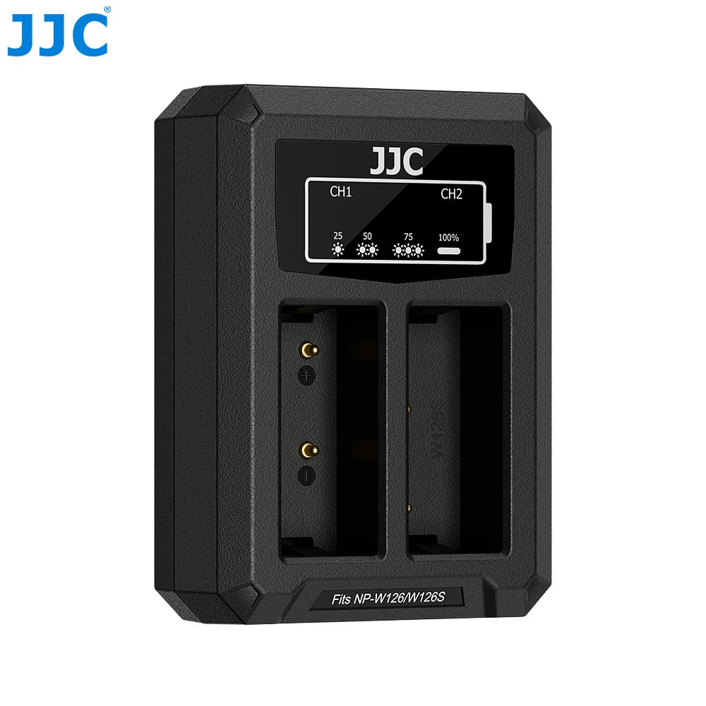 JJC B-NPW126S Dual Battery Charger Compatible with Fujifilm X-T and X100 Series Cameras
