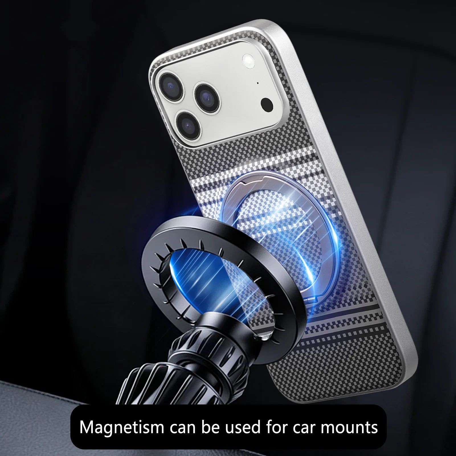 Carbon Fiber MagSafe Case with 360° Rotating Kickstand for iPhone 17 Series