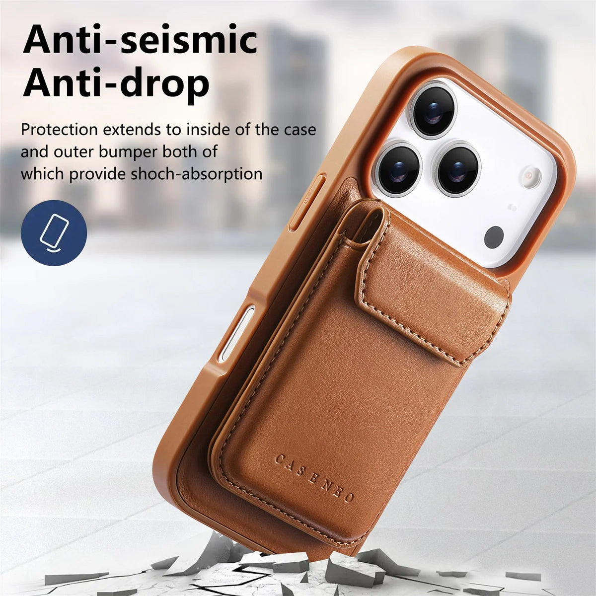 2-in-1 Detachable MagSafe Leather Wallet Case with Card Holder for iPhone 17 Series