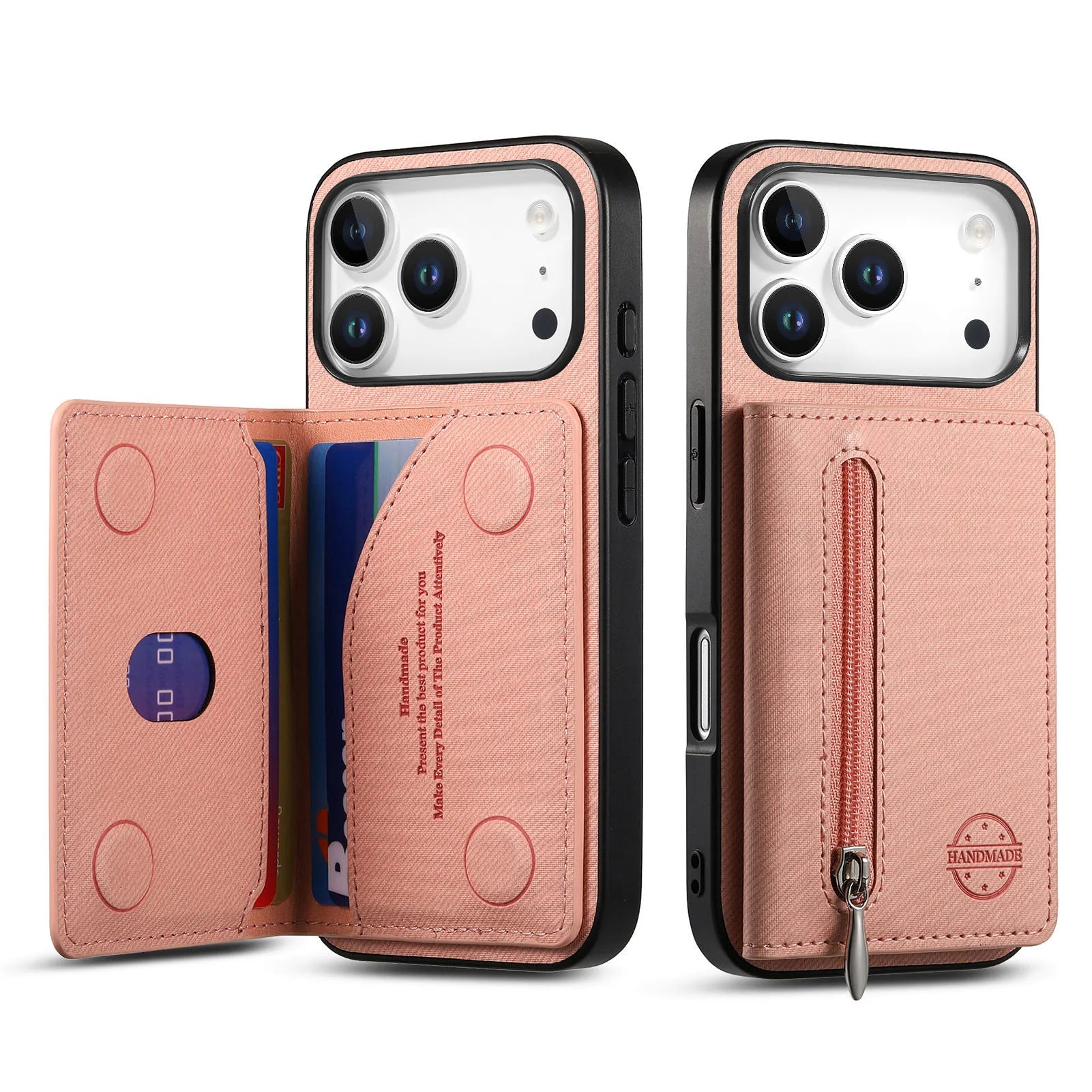 Vintage Cowboy Style Leather Phone Case with Zipper & Magnetic Card Holder for iPhone 17 Series