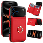 iPhone 17 Series Leather Case with Card Holder and Kickstand