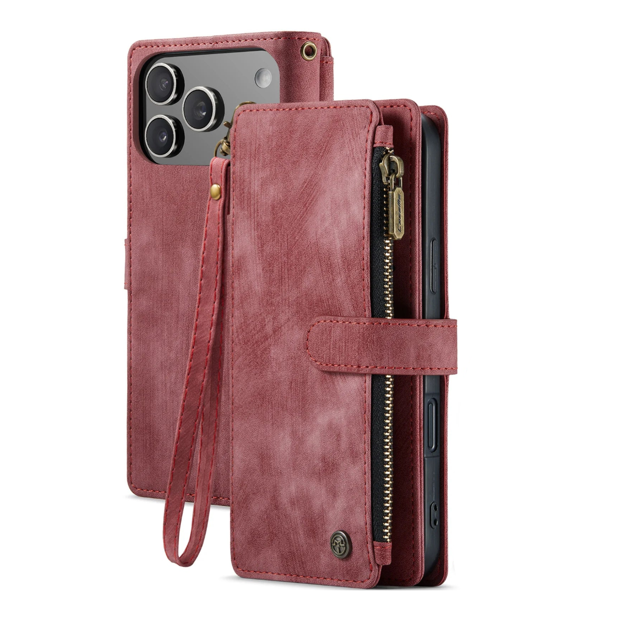 10-Card Leather Wallet Case with Detachable Lanyard for iPhone 18 Series