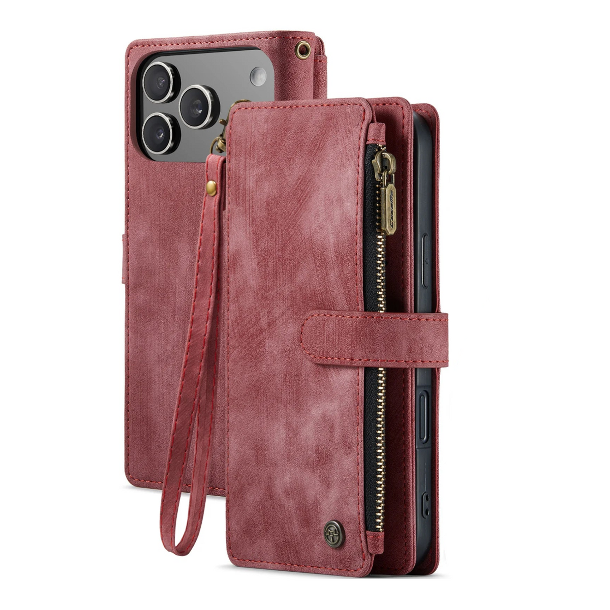 10-Card Leather Wallet Case with Detachable Lanyard for iPhone 18 Series