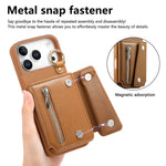 Zipper Wallet Leather Flip Case with Ring Holder for iPhone 17 Series