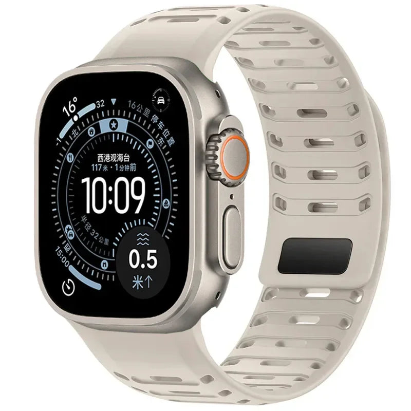 Breathable Silicone Band with Magnetic Clasp for Apple Watch