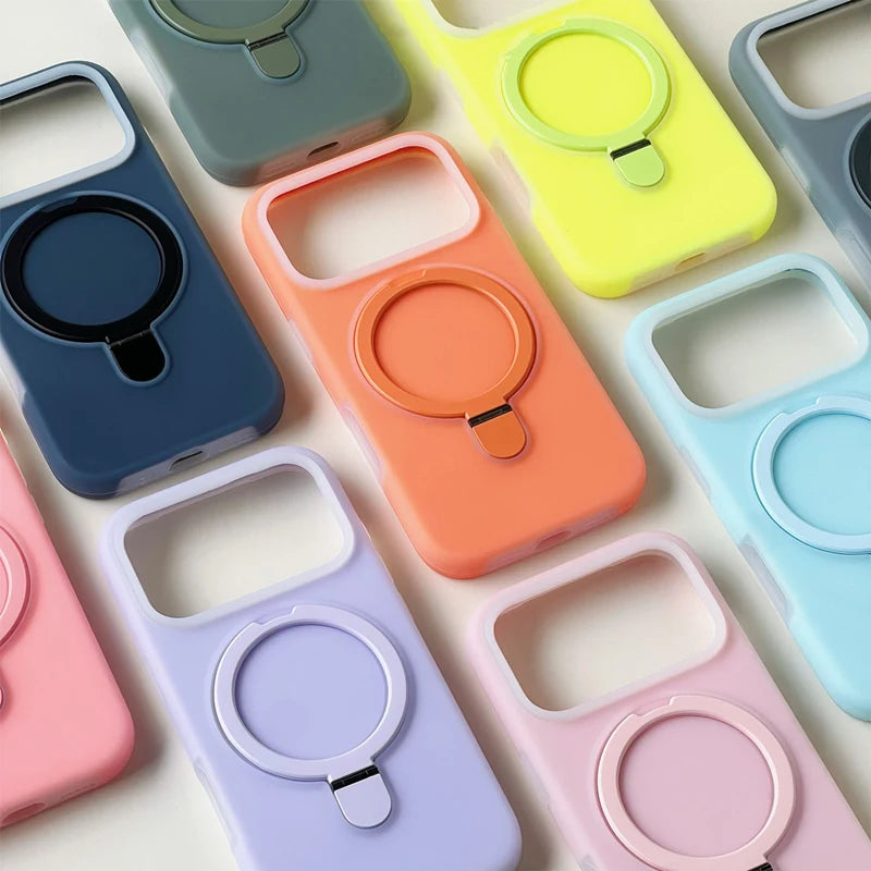Liquid Silicone MagSafe Case with Built-in Kickstand for iPhone 17 Series