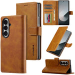 Samsung Galaxy Z Fold 6 Slim Leather Wallet Case with Kickstand