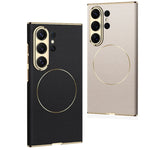 Luxury Electroplated Vegan Leather Magnetic Case for Samsung Galaxy S26 Ultra