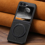 Premium Leather Magnetic Flip Case with Ring Bracket for Samsung Galaxy Z Flip 6