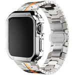 Stainless Steel Link Strap + TPU Case Combo for Apple Watch