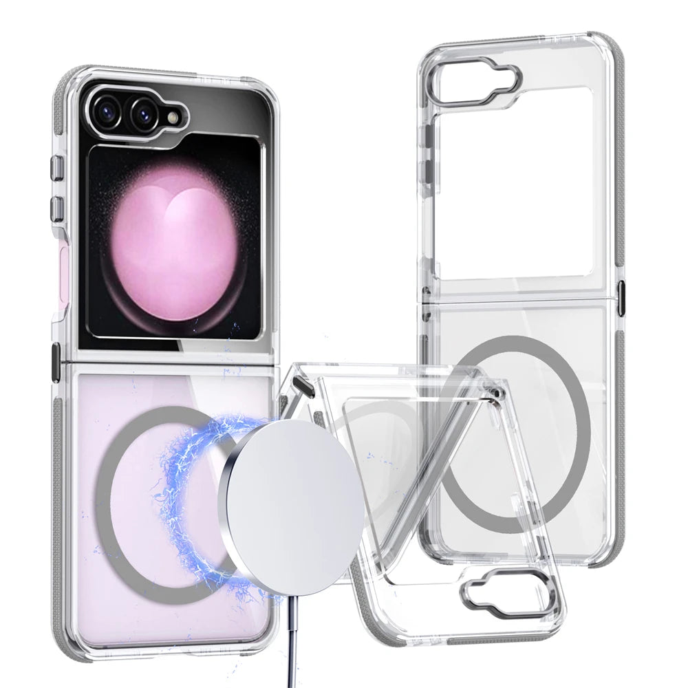 Transparent Magnetic Case with Wireless Charging Attachment Point for Samsung Galaxy Z Flip 5