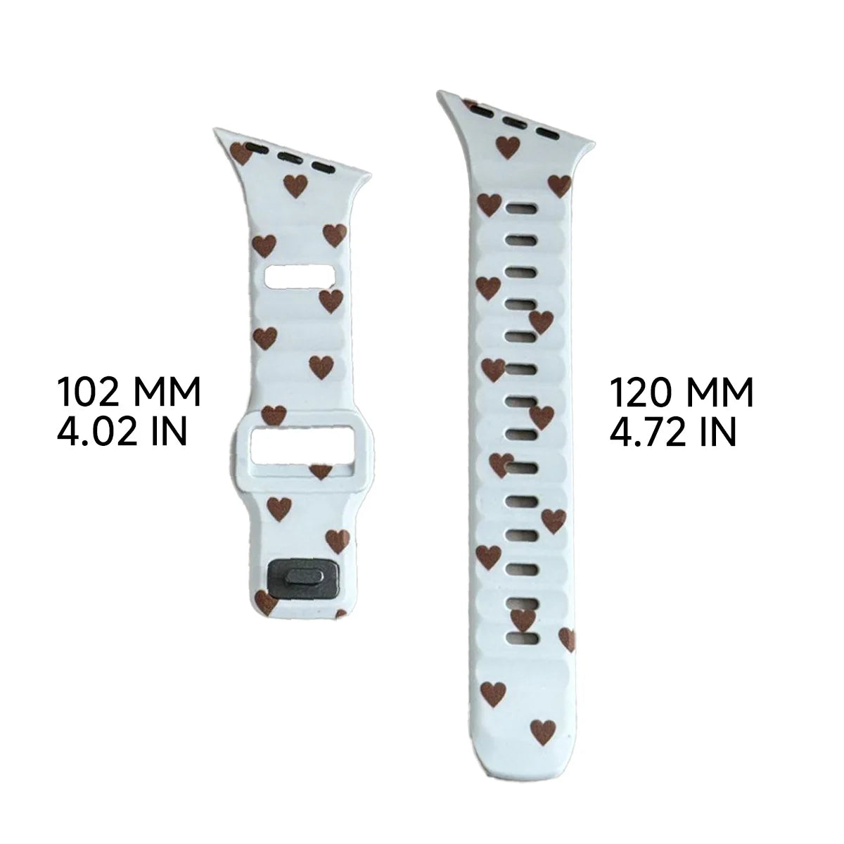 Wide Contoured Silicone Band with Heart Pattern for Apple Watch