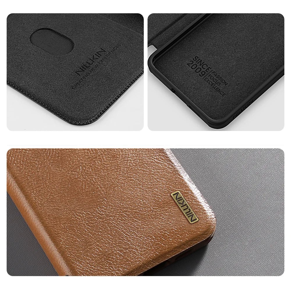 Premium Leather Flip Cover with Sliding Camera Protection for Samsung Galaxy S25 Edge