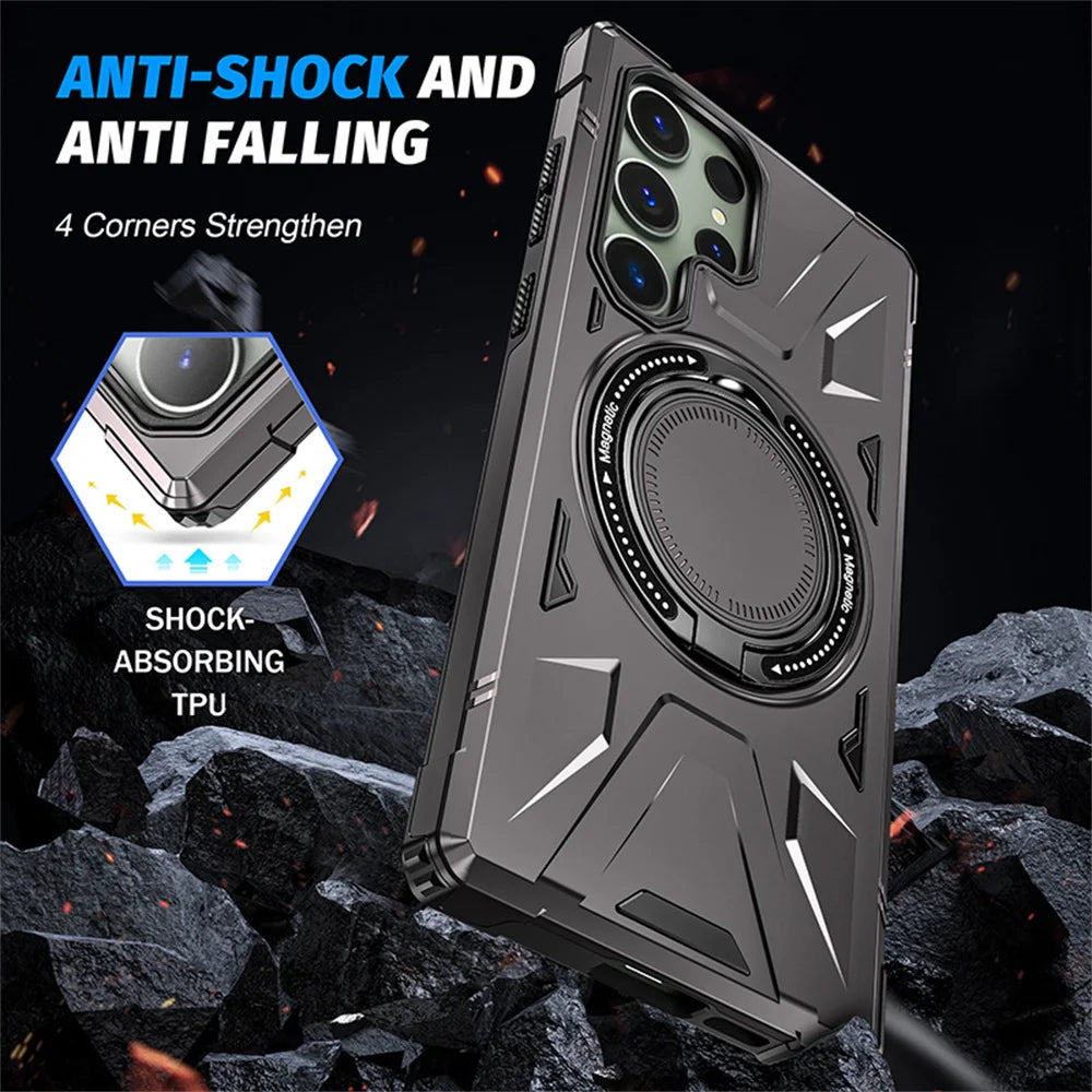 Shockproof Magnetic Armor Case with Ring Stand for Samsung Galaxy S26 Series