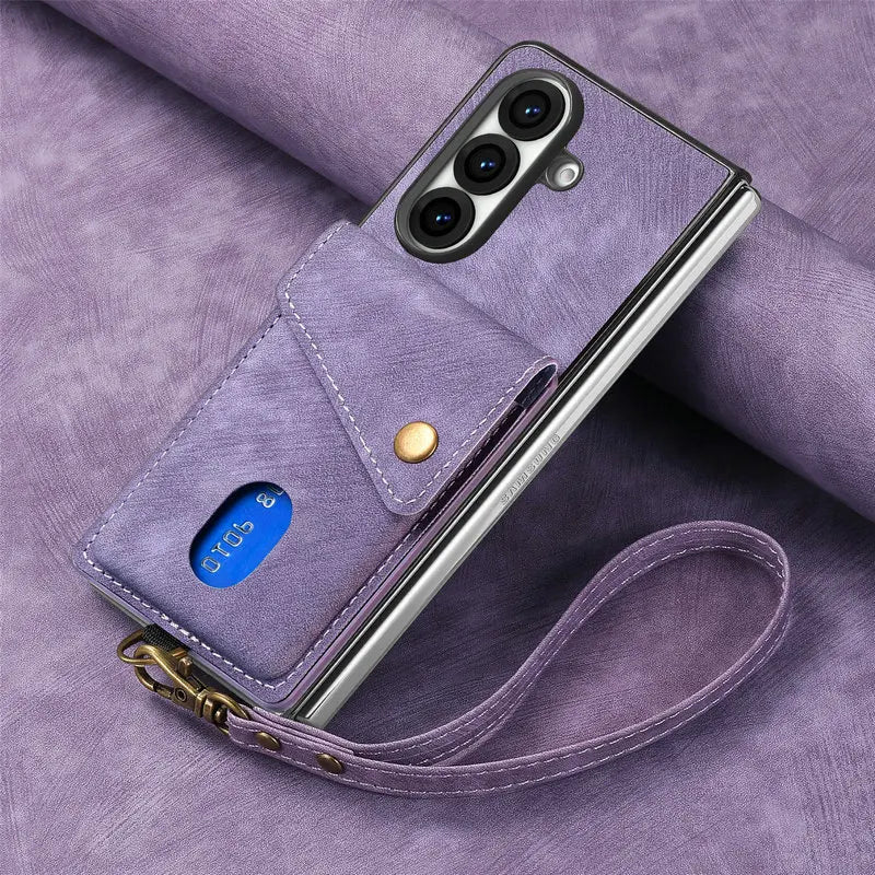 Leather Kickstand Case with Card Pocket for Samsung Galaxy Z Fold 8 Ultra