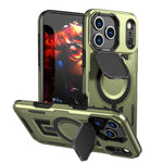 Shockproof Armor MagSafe Case with Lens Cover and Stand for iPhone 17 Series