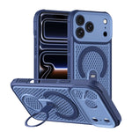 iPhone 17 Series Hollow Honeycomb PC Case with 360° MagSafe Bracket Stand