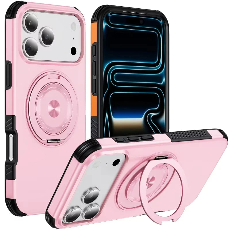 Shockproof Case with 360° Rotating Ring Stand for iPhone 18 Series