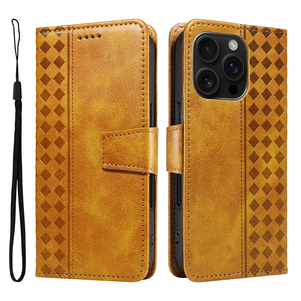 iPhone 15 Series Flip Leather Wallet Case with Kickstand