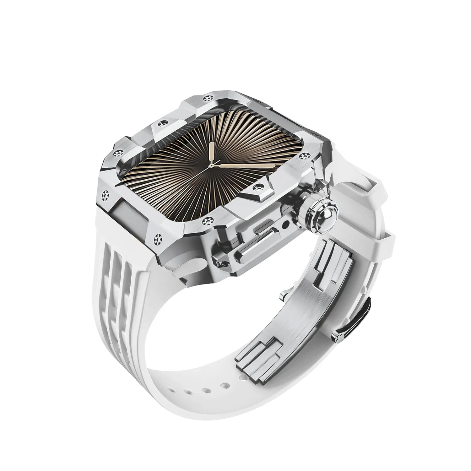 Luxury Stainless Steel Case & Silicone Strap Modification Kit for Apple Watch Series 10 (46mm)