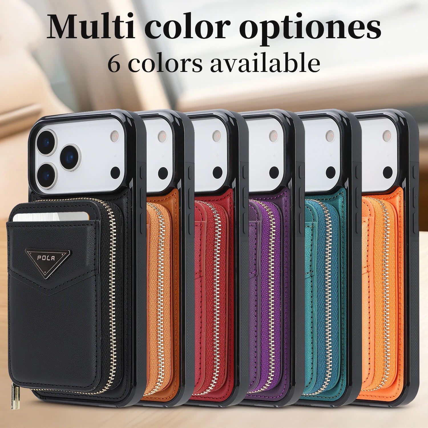 Shockproof Leather MagSafe Case with Detachable Zipper Wallet for iPhone 17 Serie