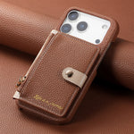 Retro Lychee Pattern Leather Wallet Case with Vertical Card Slot for iPhone 17 Series