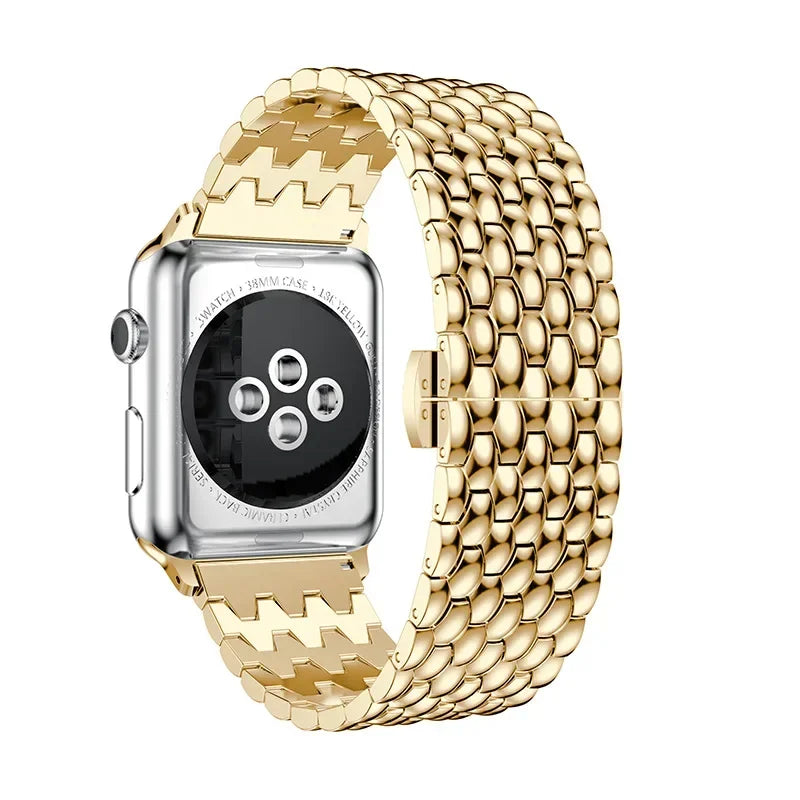 Dragon Pattern Stainless Steel Metal Strap for Apple Watch