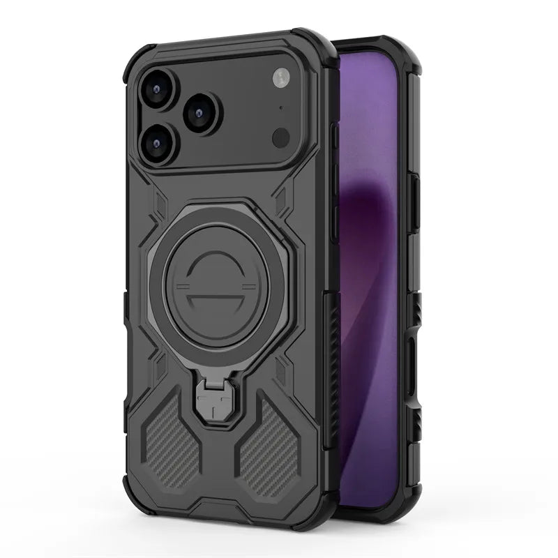 iPhone 17 Series Shockproof Dual Layer Armor MagSafe Phone Case with Kickstand