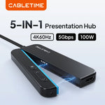 CABLETIME 5-in-1 Magnetic Presentation Hub With Laser Remote