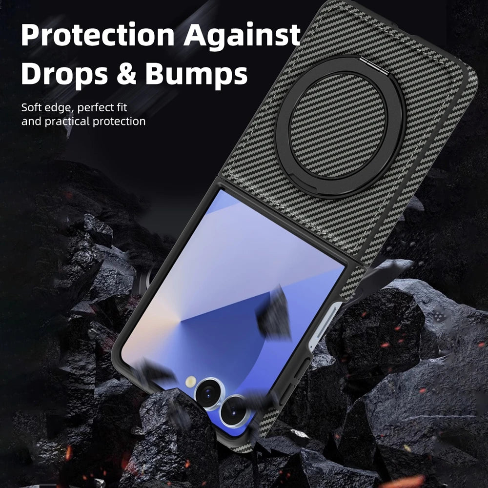 Samsung Galaxy Z Flip 7 Magnetic Phone Case with Built-in Ring Kickstand