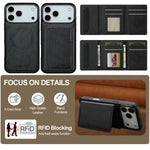 Luxury MagSafe Leather Wallet Case with Detachable Card Holder for iPhone 17 Series