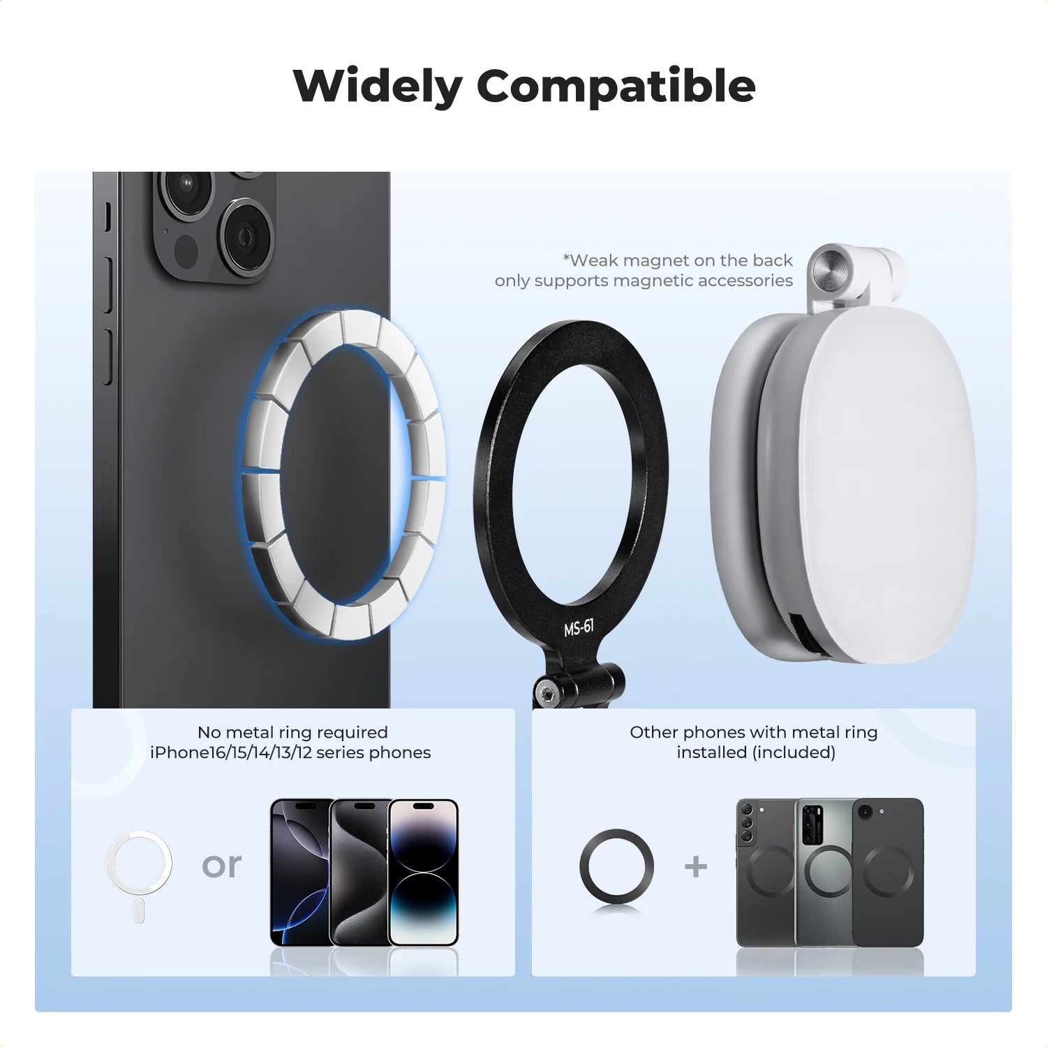 K&F Concept Adjustable Magnetic Phone Mount for Camera Cold Shoe