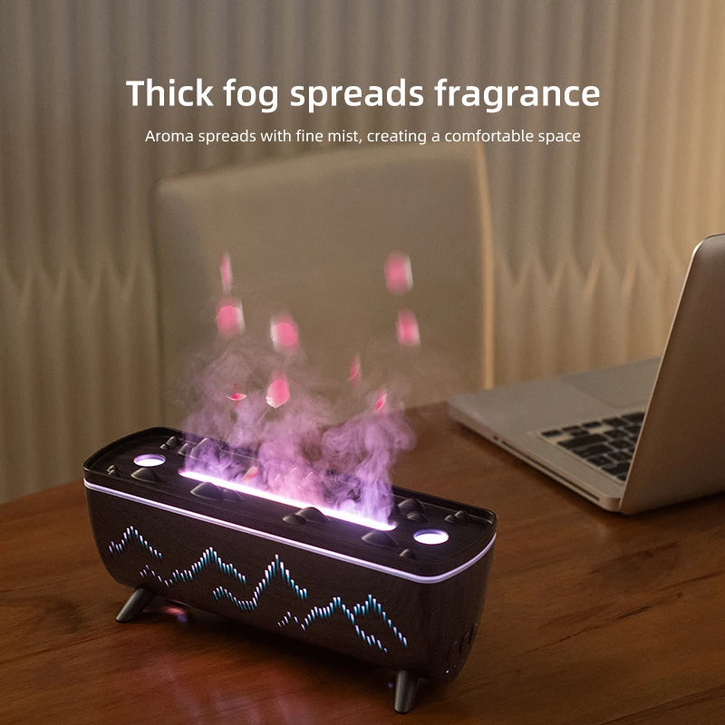 Dual Nozzles Aroma Diffuser with Flame Light