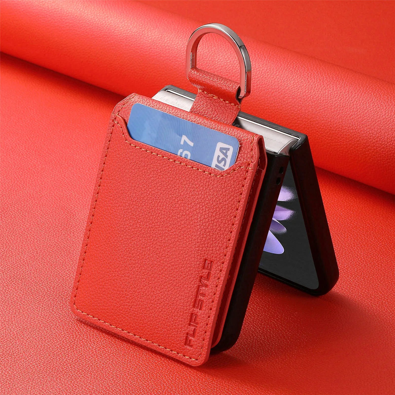 Luxury PU Leather Wallet Case with Ring for Samsung Galaxy Z Flip 5