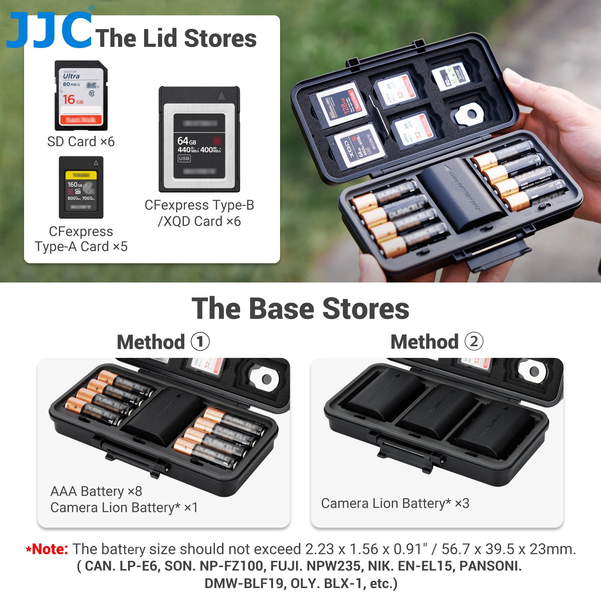 JJC Camera Memory Card & Battery Storage Box