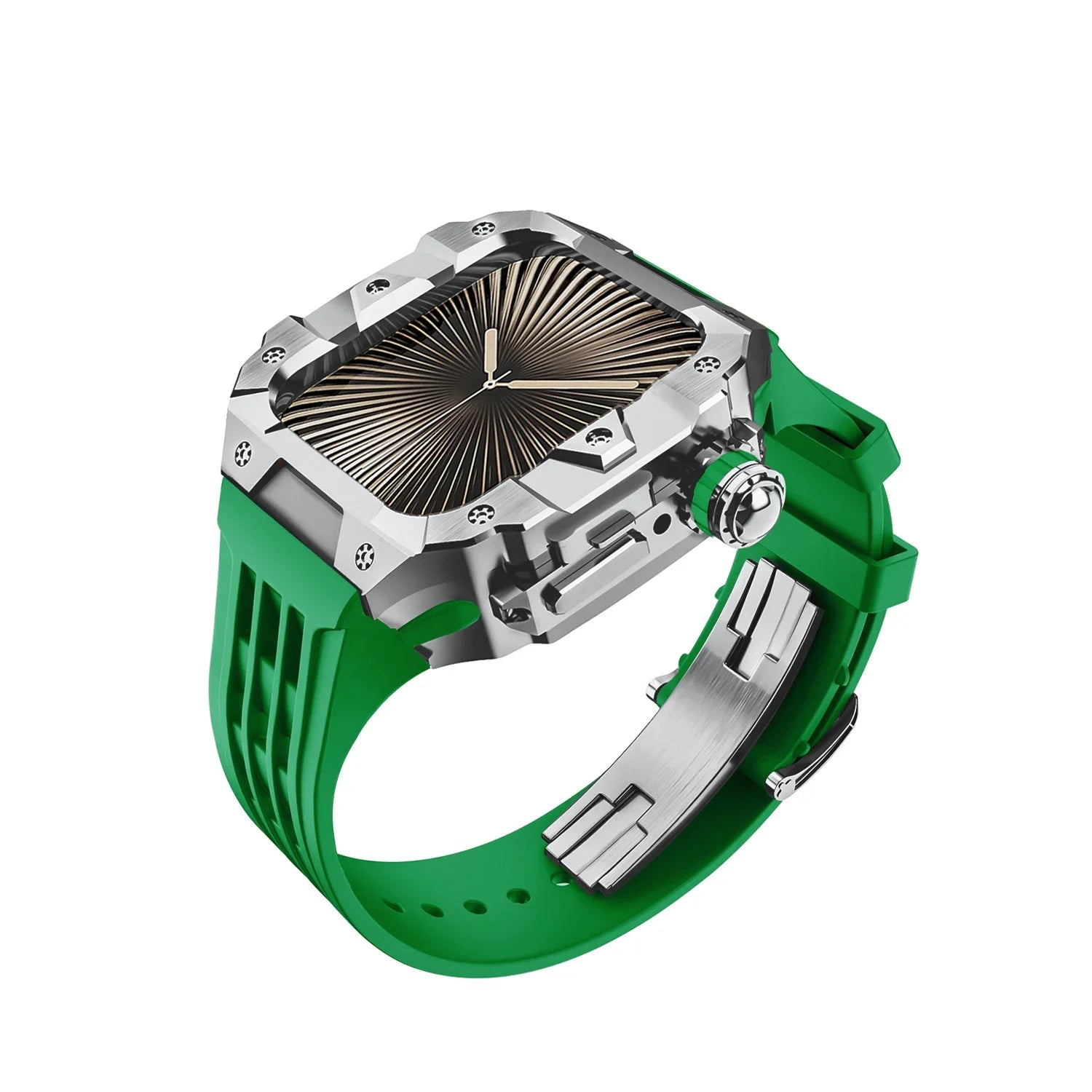 Luxury Stainless Steel Case & Silicone Strap Modification Kit for Apple Watch Series 10 (46mm)