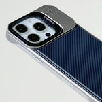 Carbon Fiber Pattern MagSafe Case with Alloy Lens Holder for iPhone 16 Series