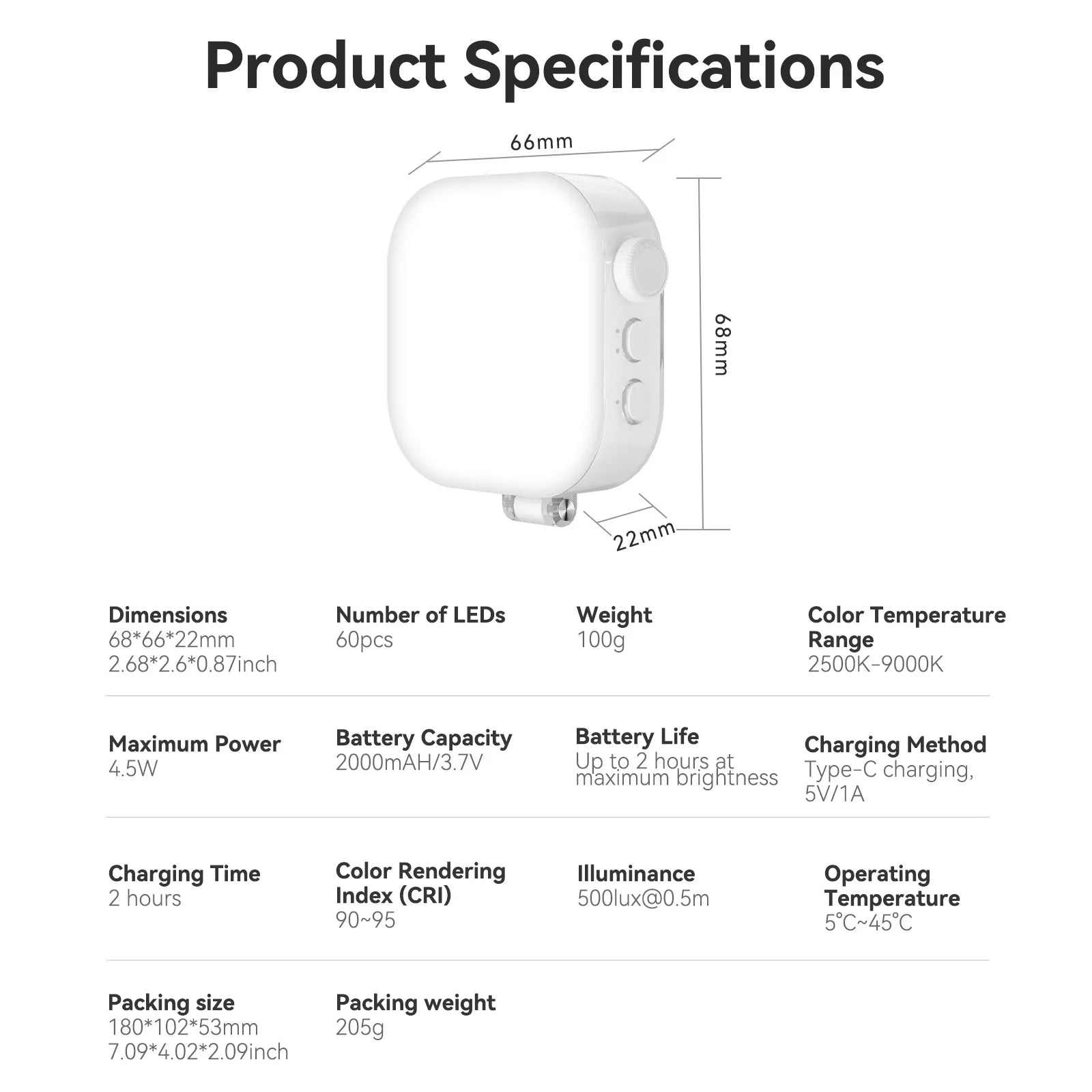 TELESIN Magnetic Clip-On Selfie Ring Light