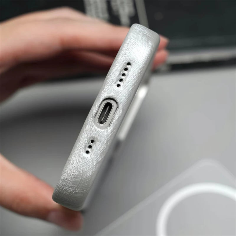 Luxury Silk Leather Texture MagSafe Case for iPhone 16 Series