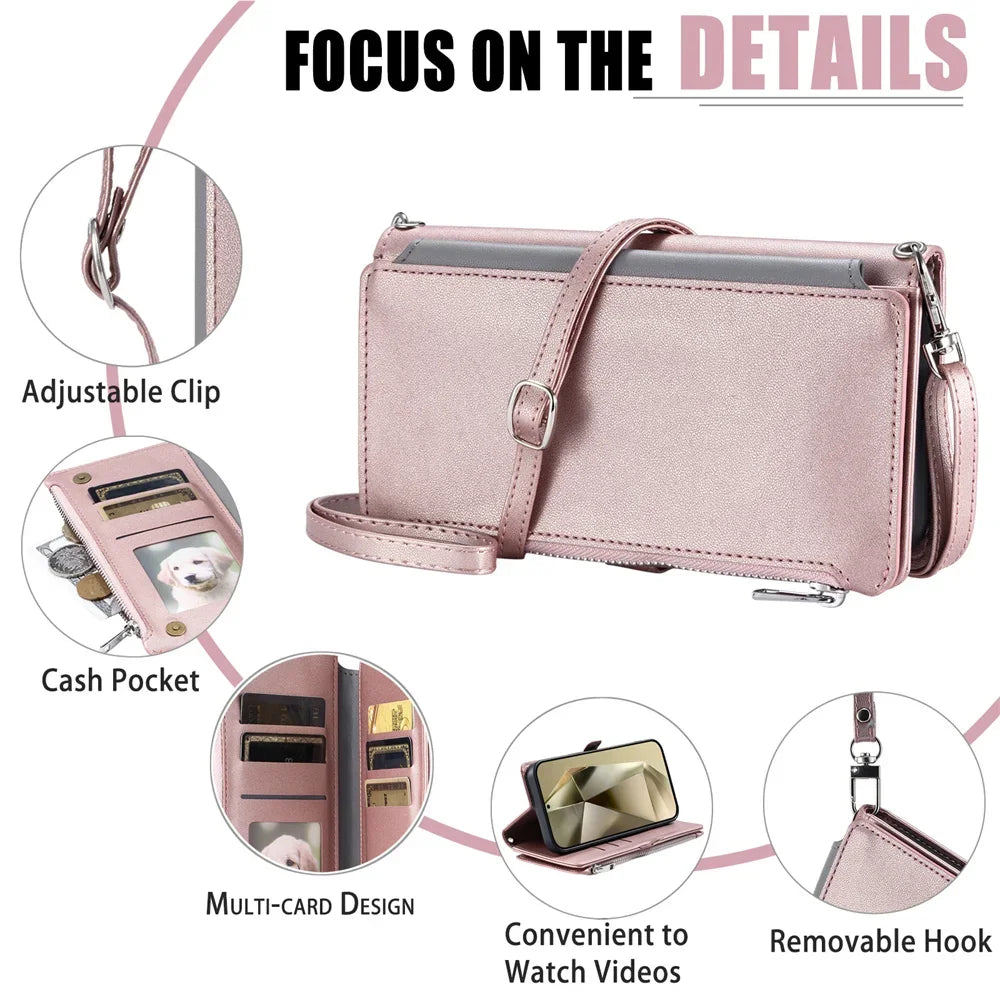 Zipper Wallet Crossbody Case for Samsung Galaxy S25 Series