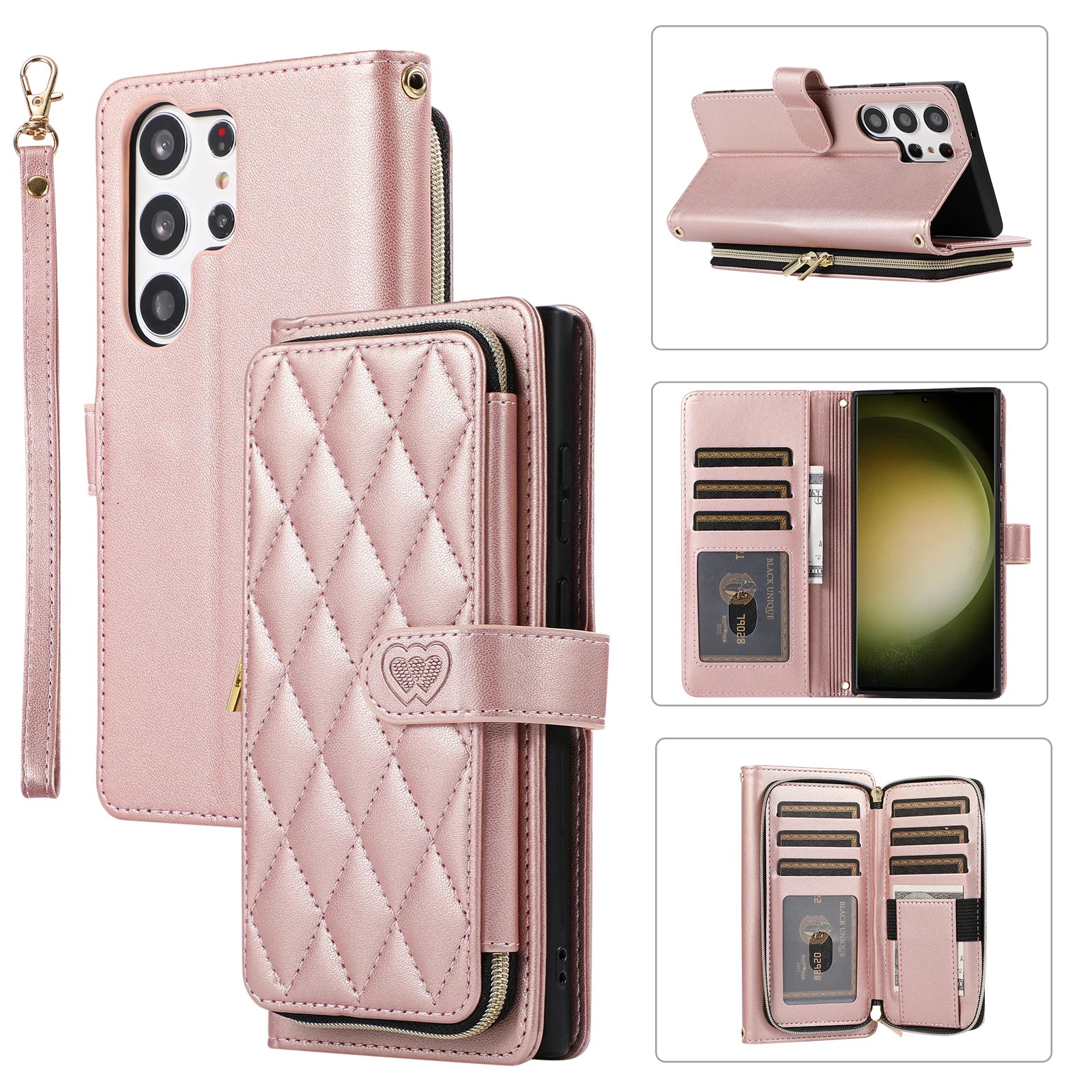 Premium Quilted Leather Crossbody Wallet Case for Samsung Galaxy S26 Series