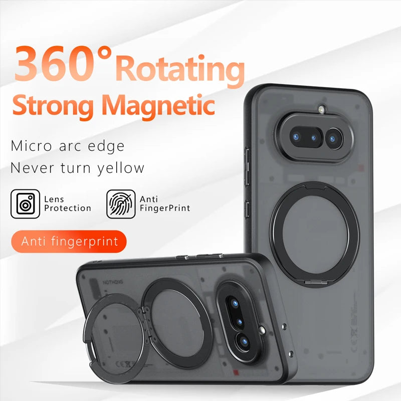Nothing Phone 4a Translucent Anti-Fingerprint Magnetic Case with Ring Holder