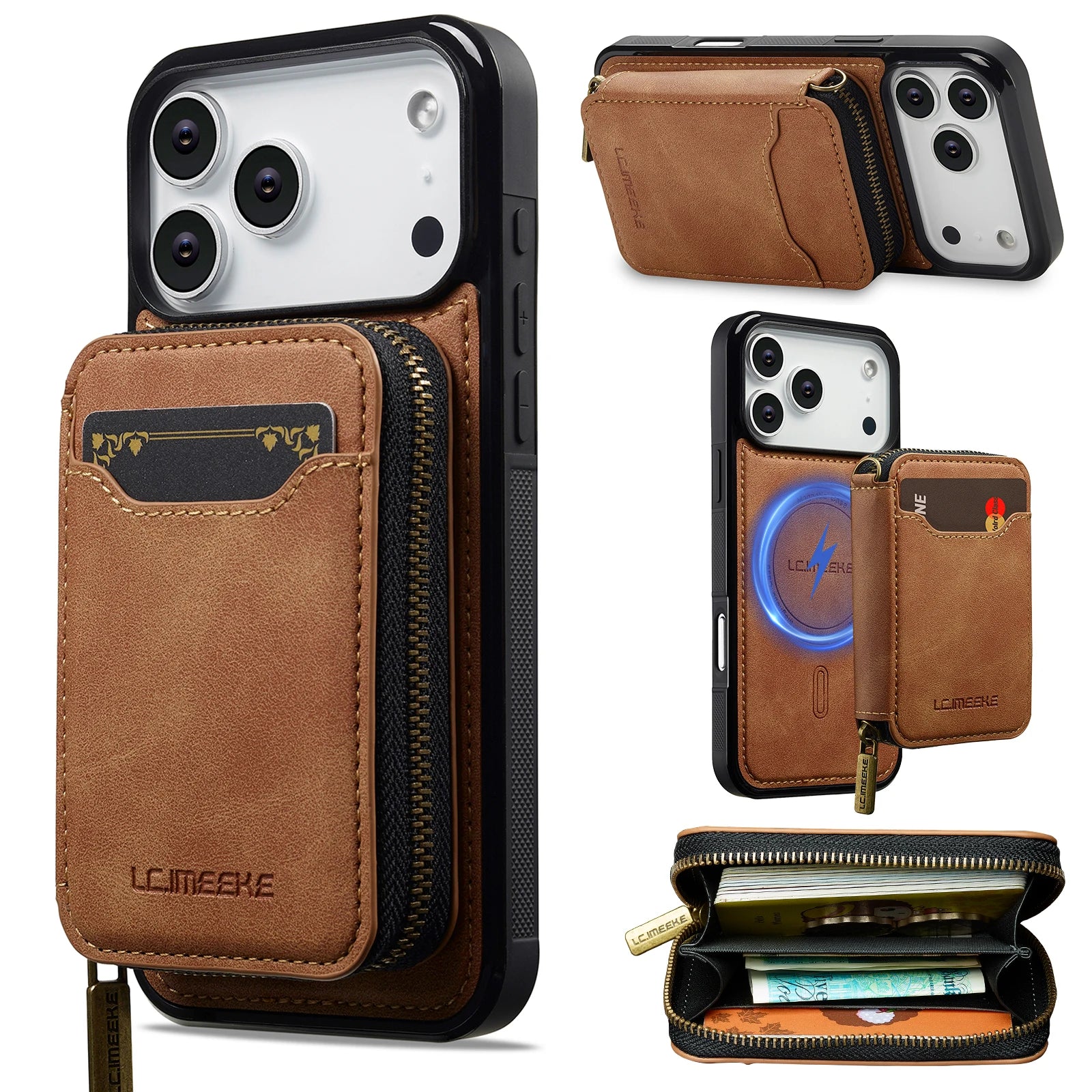 Premium Detachable MagSafe Case with Zipper Storage for iPhone 17 Series
