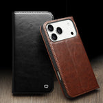 Premium Genuine Leather Flip Case with Kickstand for iPhone 17 Series